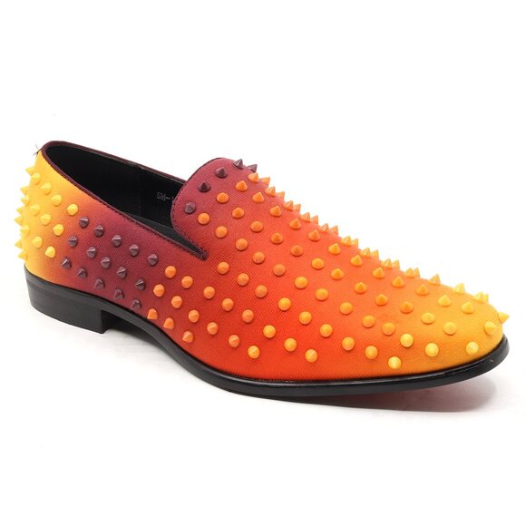 Orange Men's Smoking Spike Dress Tuxedo Loafers Slip On Homecoming Prom Shoes - Picture 1 of 6